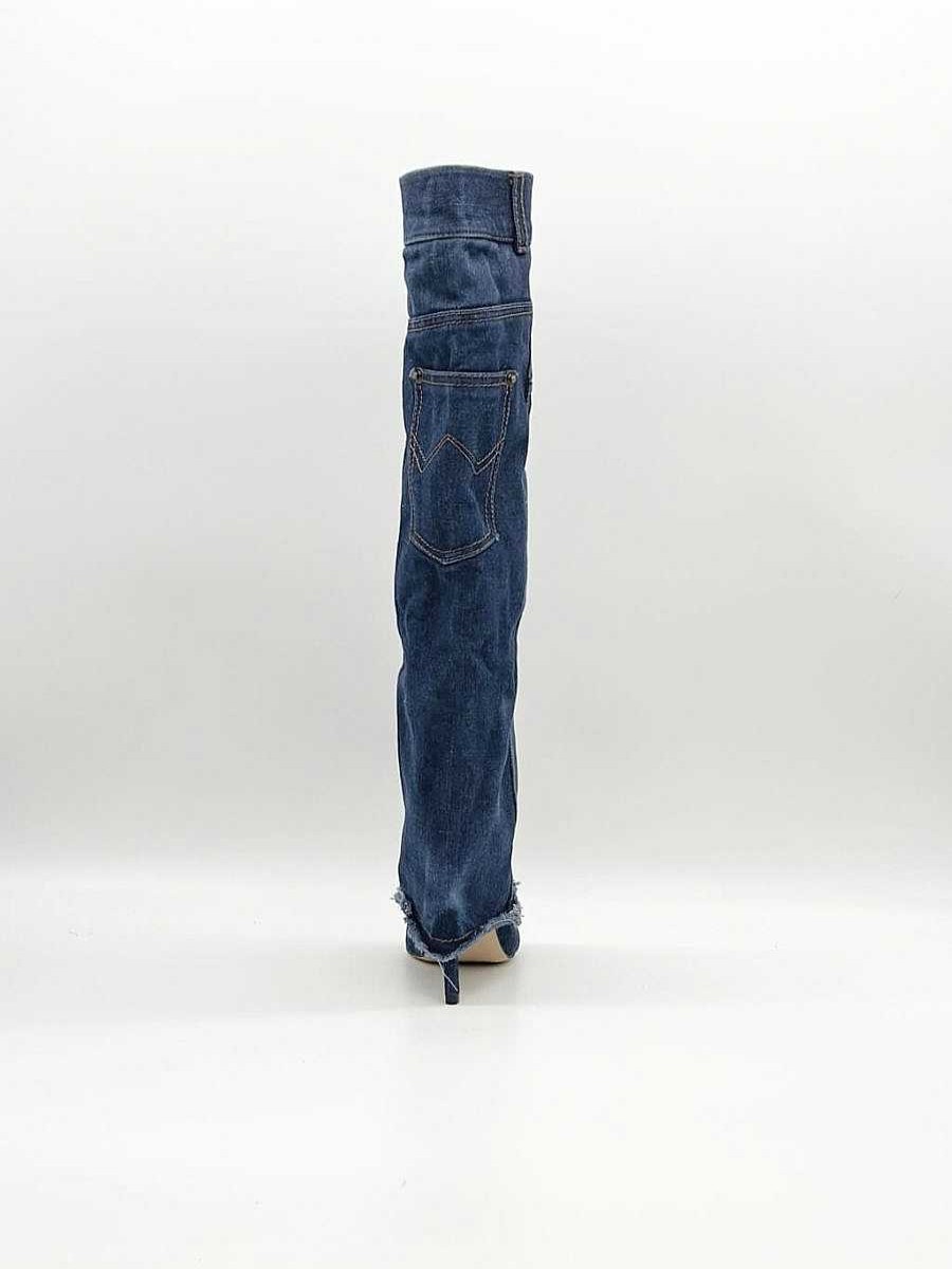 Calzature Diva Calzature Stivali Tacco Alto | Stivali Risvolto Denim Sn998-103