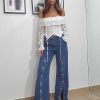 Abbigliamento Diva Calzature | Jeans Palazzo Fibbie P2544 Denim-Scuro