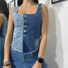 Abbigliamento Diva Calzature | Top Bicolor W10844 Denim