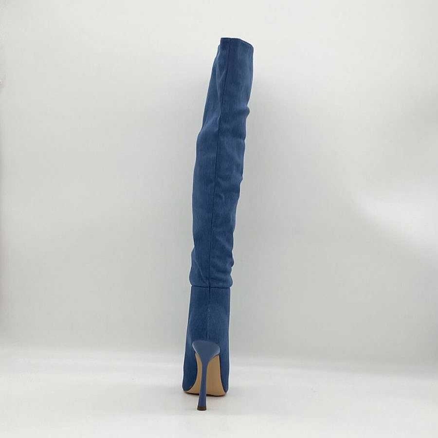 Calzature Diva Calzature Stivali Tacco Alto | Stivali Denim Gambale Alto K1073